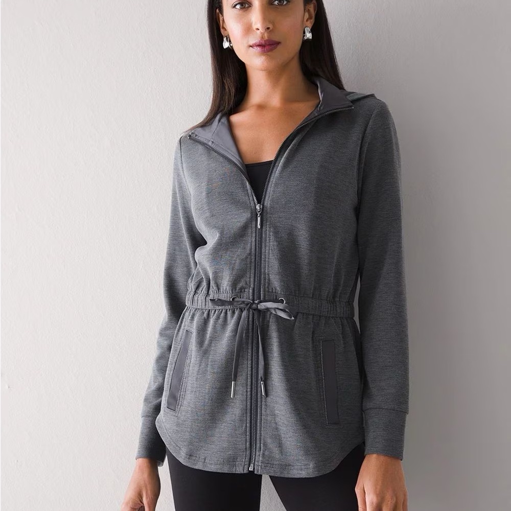 White House Black Market WHBM WKND Ball Chain Hoodie Gray Jacket - Size L